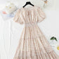 Robe fleurie coupe vent douce jupe féerique manches bouffantes jupe trapèze 4894