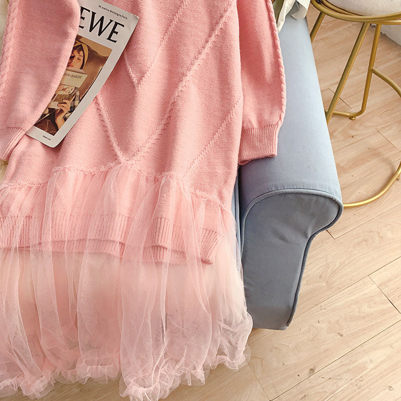 Robe longue ample en laine avec surpiqûres en maille 4941