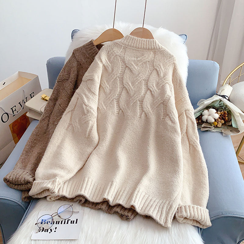 Pull torsadé haut pull design paresseux coréen 4939