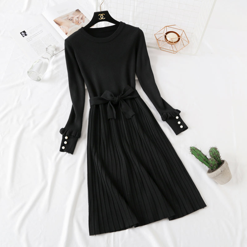 Nouvelle robe tricotée à manches longues de style célébrité 4734