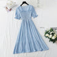 Robe en coton et lin Robe slim rétro française 4884