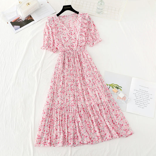 The new waist is slim. Chiffon skirt French gentle wind Fairy Dress  4632