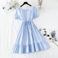 New style bubble sleeve French retro minority temperament fairy skirt  4847