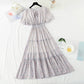 Robe fleurie coupe vent douce jupe féerique manches bouffantes jupe trapèze 4894