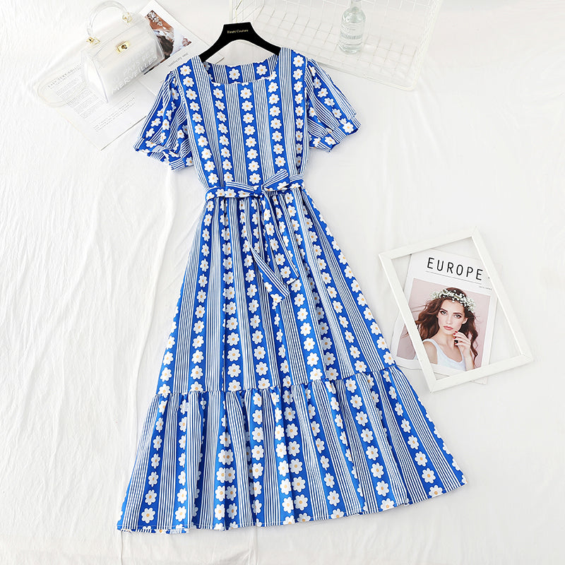 Nouvelle robe à rayures Daisy avec fermeture à la taille, robe de minorité française slim 4645