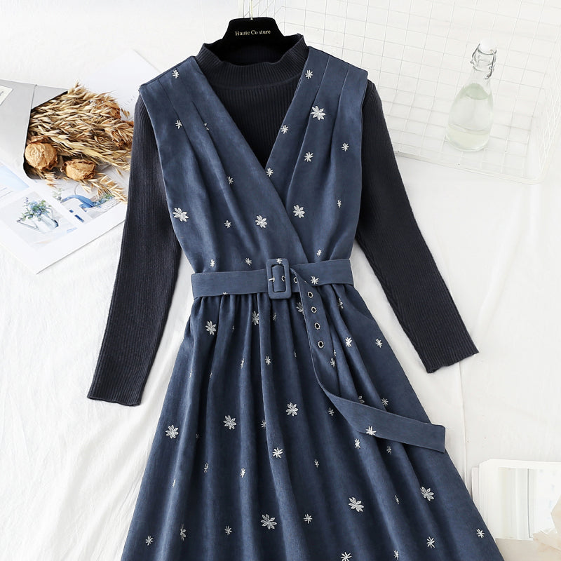 Nouvelle robe automne hiver mode noël costume deux pièces jupe 4799