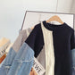 Pull à manches en denim cousues, haut de niche 4923