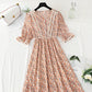 Robe fleurie pour femme jupe pause thé jupe longue en mousseline de soie vintage française 4874