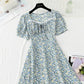 New style gentle wind sweet square collar lace temperament small skirt  4860