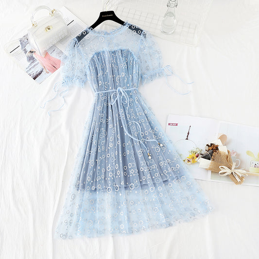 New waist closing slim French gentle skirt fairy super fairy series  4615
