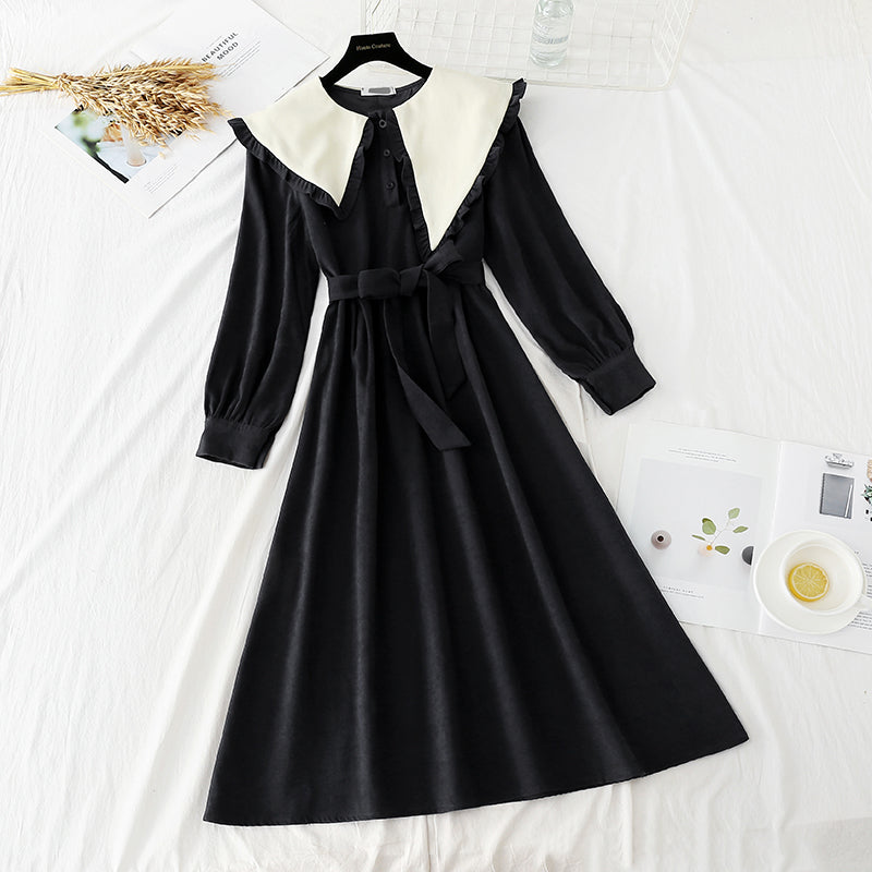 Robe française pour femme, jupe slim à revers irréguliers et larges 4750