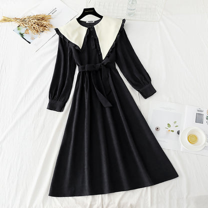 Robe française pour femme, jupe slim à revers irréguliers et larges 4750