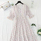 Robe fleurie pour femme jupe pause thé jupe longue en mousseline de soie vintage française 4874