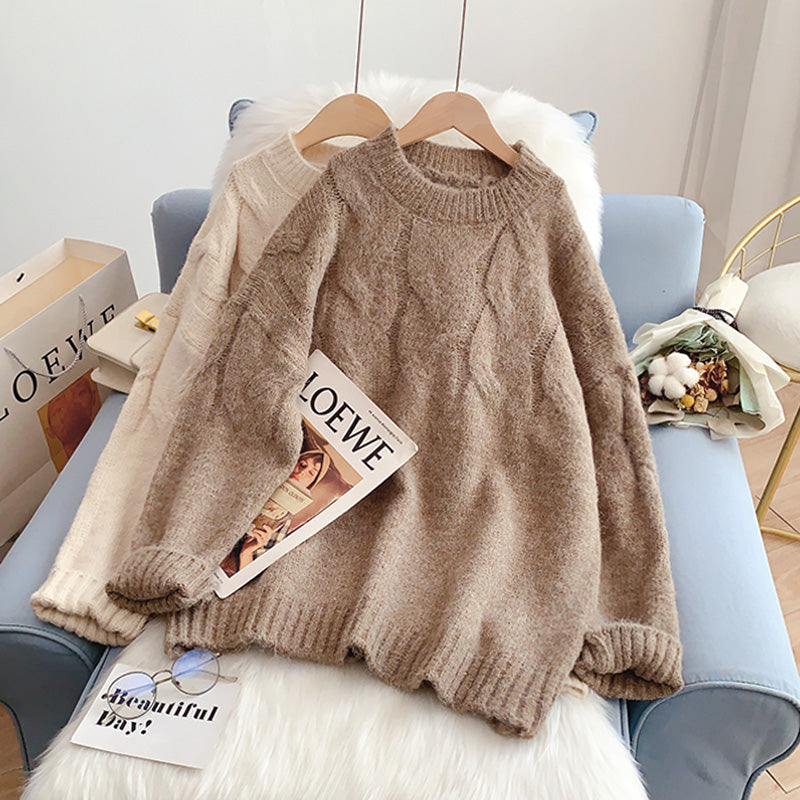 Pull torsadé haut pull design paresseux coréen 4939