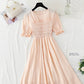 Robe en coton et lin Robe slim rétro française 4884