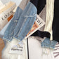 Pull à manches en denim cousues, haut de niche 4923