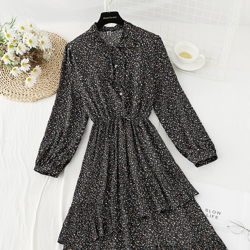 Nouvelle jupe longue plissée irrégulière en mousseline de soie vintage française 4823