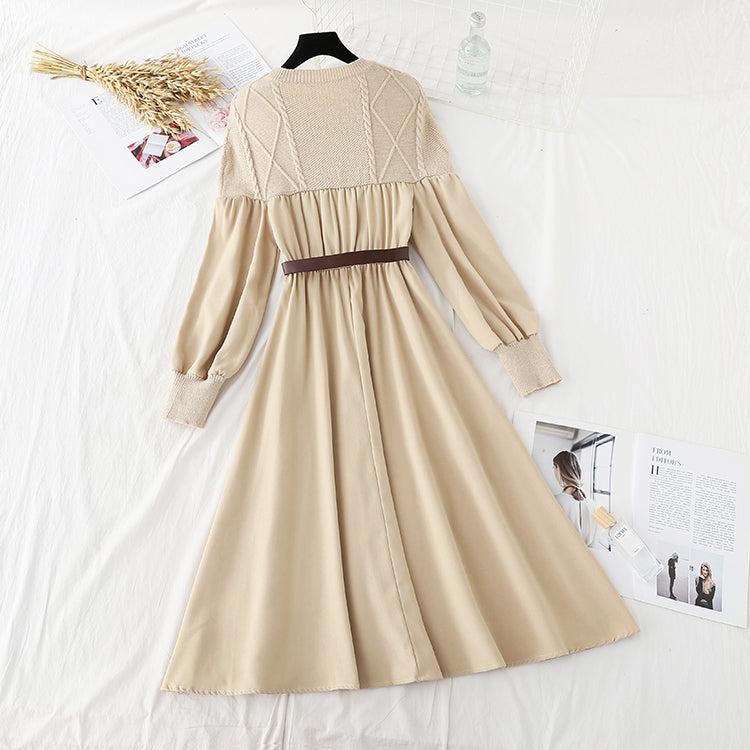 Nouveau style coréen avec lacets cousus, taille fine et robe à l'intérieur 4561