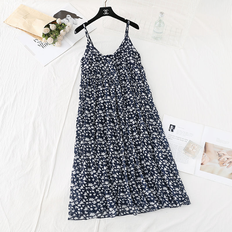 Jupe plissée en mousseline de soie à fleurs, robe française fée super xiansen 4684