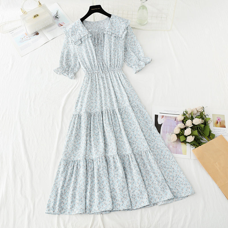 Robe fleurie à col bébé douce robe tournoyante vent et neige 4883