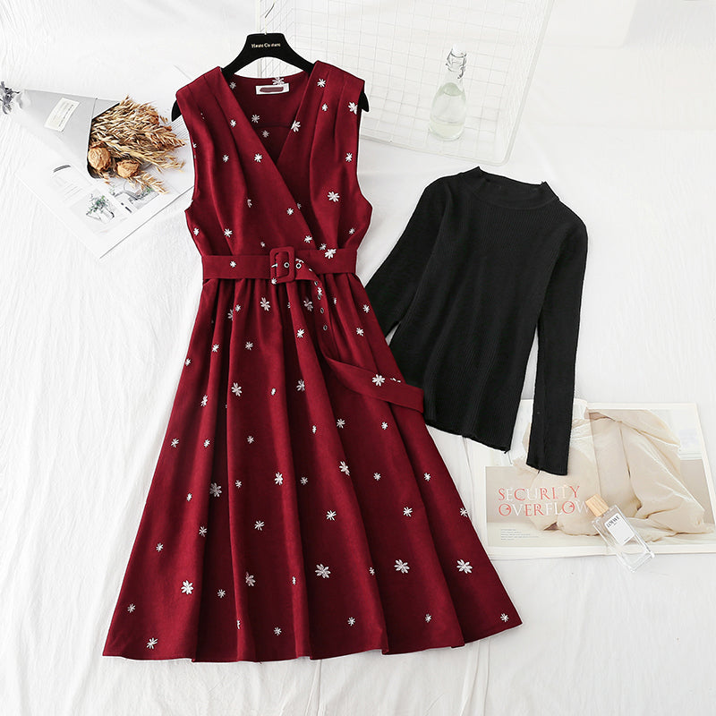 Nouvelle robe automne hiver mode noël costume deux pièces jupe 4567