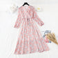 New French retro aging flying sleeve V-neck Chiffon Skirt  4702