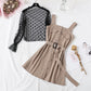 Ensemble robe à bretelles + chemise à pois avec bas en maille femme 4710