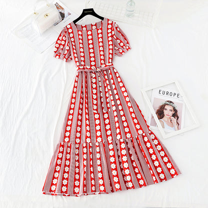 Nouvelle robe à rayures Daisy avec fermeture à la taille, robe de minorité française slim 4645