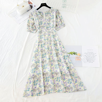 Robe vintage en mousseline de soie à taille fine 4671