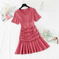 The new waist is slim, and the light cooked wind lotus leaf edge fishtail skirt  4606