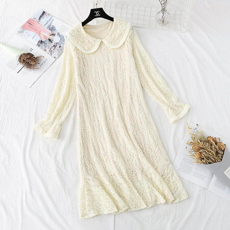 Robe en dentelle col poupée jupe longue queue de poisson série super fée 4581