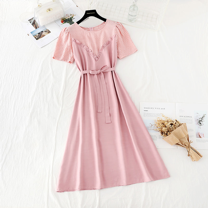 Nouvelle robe en deux pièces cousue pour femme, robe française 4636