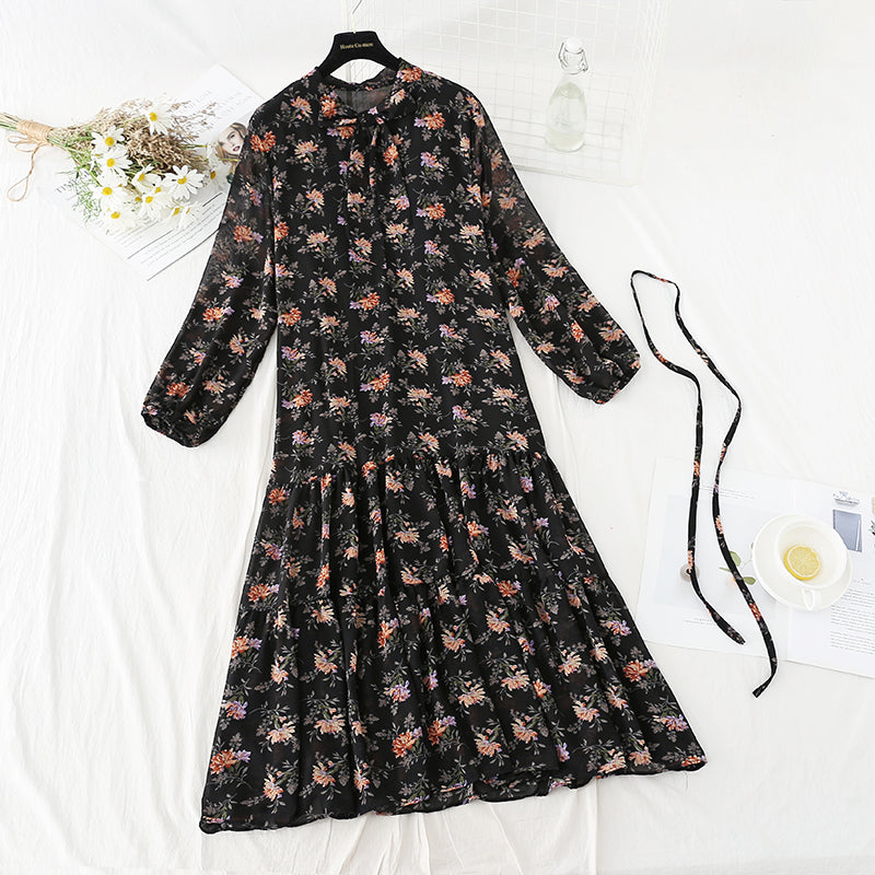 Nouvelle jupe à lacets et nœud pour femme, style rétro, motif floral, 4817