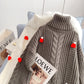 Pull col roulé style Noël épais ample style paresseux 4947