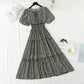 Robe fleurie coupe vent douce jupe féerique manches bouffantes jupe trapèze 4894