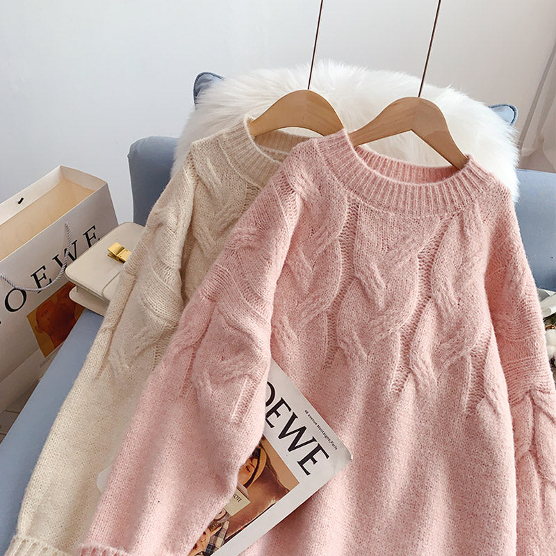 Pull torsadé haut pull design paresseux coréen 4939
