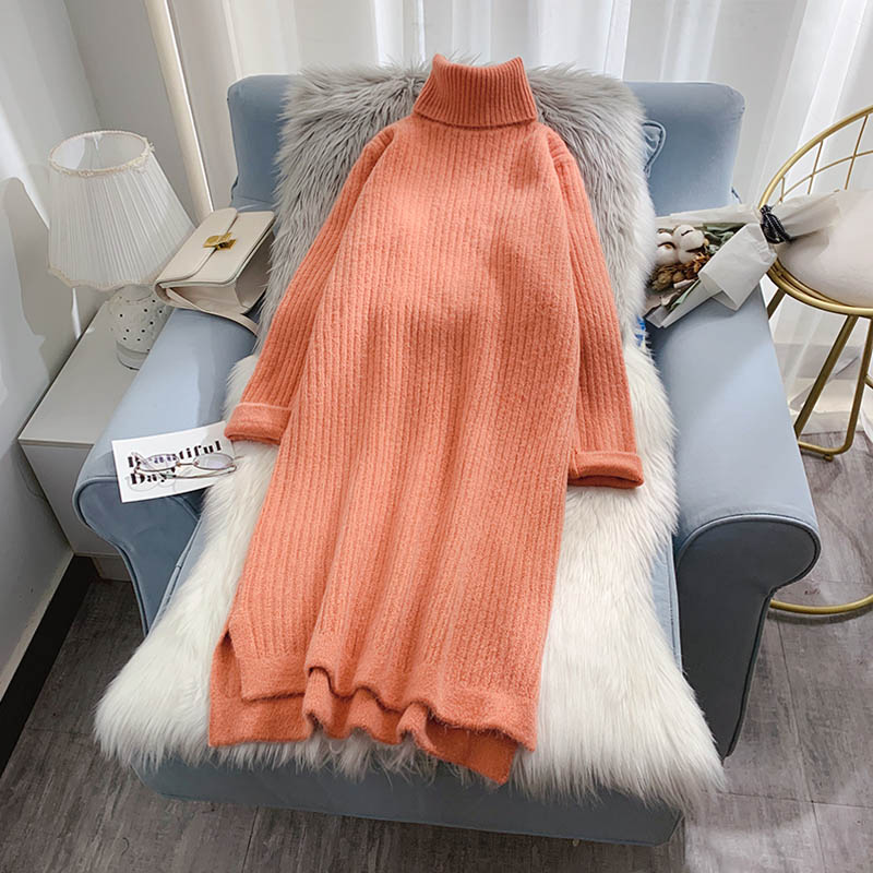 Pull mi-long pour femme version coréenne ample au dessus du genou 4931