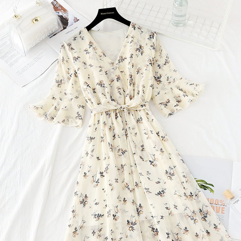 Robe en mousseline fleurie Jupe Platycodon française 4349