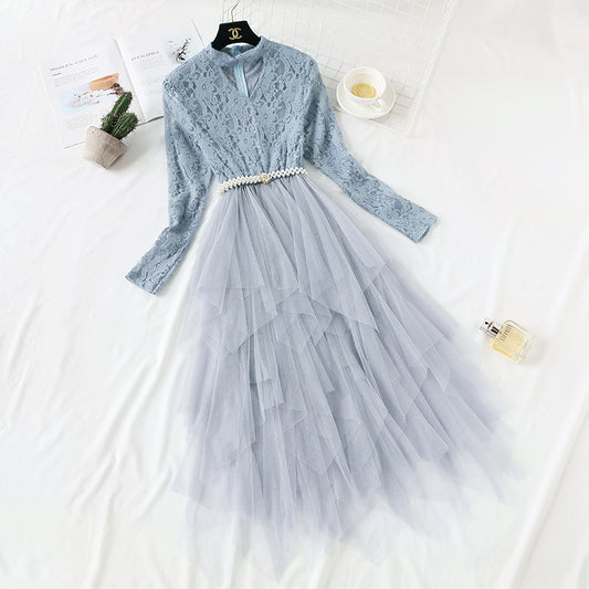 French minority lace dress women's French Retro  4366