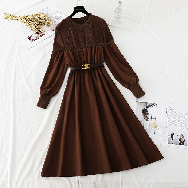 Nouveau style coréen avec lacets cousus, taille fine et robe à l'intérieur 4561