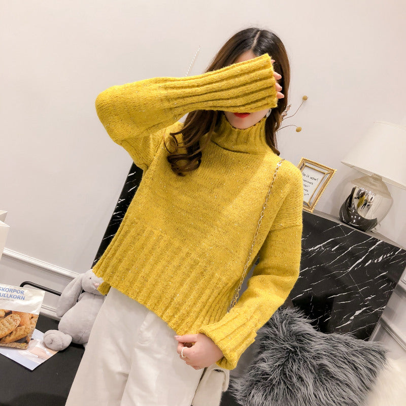 Pull japonais rétro à col haut pour femme à porter au style Hong Kong 4912