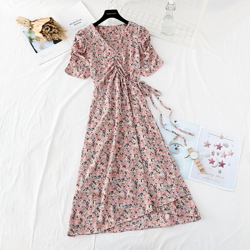 Nouveau vent doux, taille fine, jupe en mousseline de soie vintage française 4599