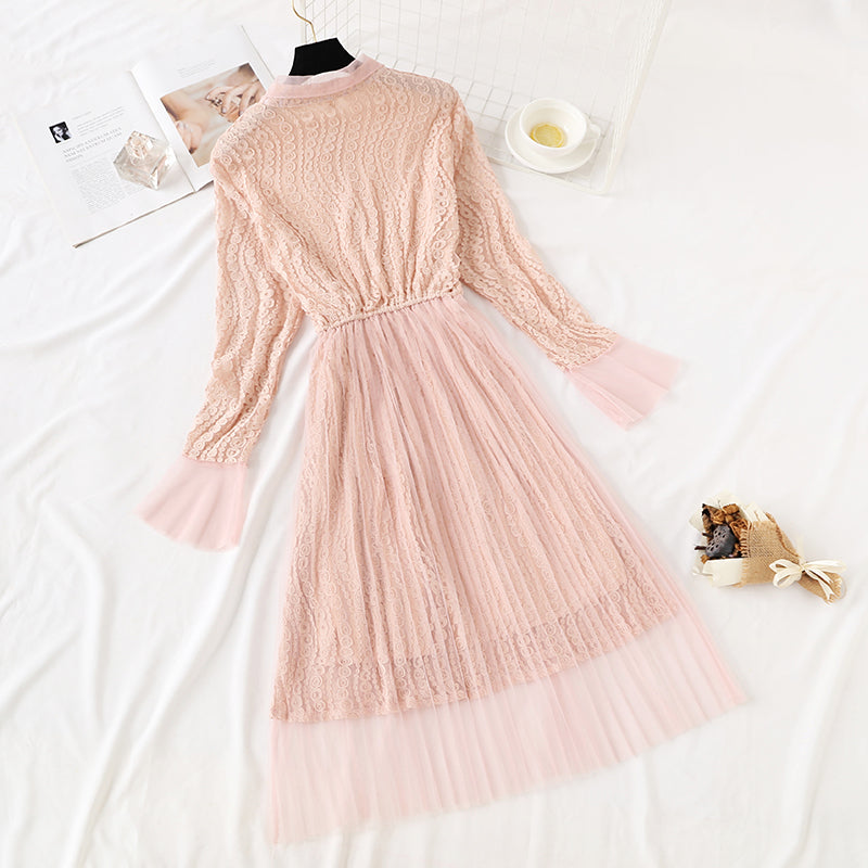 Robe en maille de dentelle Jupe super fée française longueur genou 4365