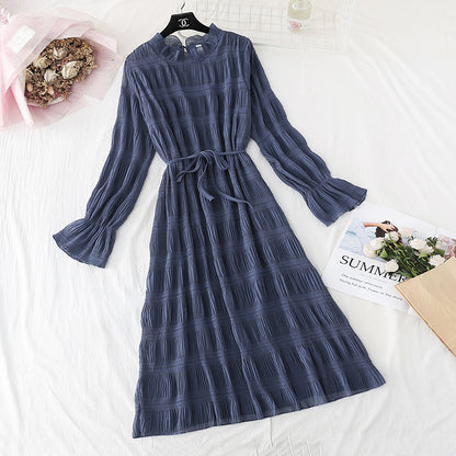 Robe en mousseline plissée slim Jupe rétro française Platycodon 4500