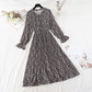 Faltenrock, elastische Taille, dünnes und altersreduzierendes Blumenkleid 4570