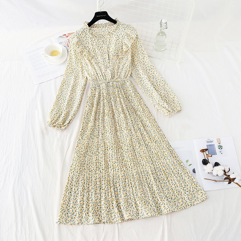 Nouvelle robe fleurie plissée au genou 4575