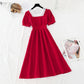 Jupe à col carré en perles avec taille fine Robe française 4190