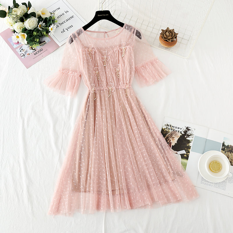 Robe en maille avec perles et strass 4407