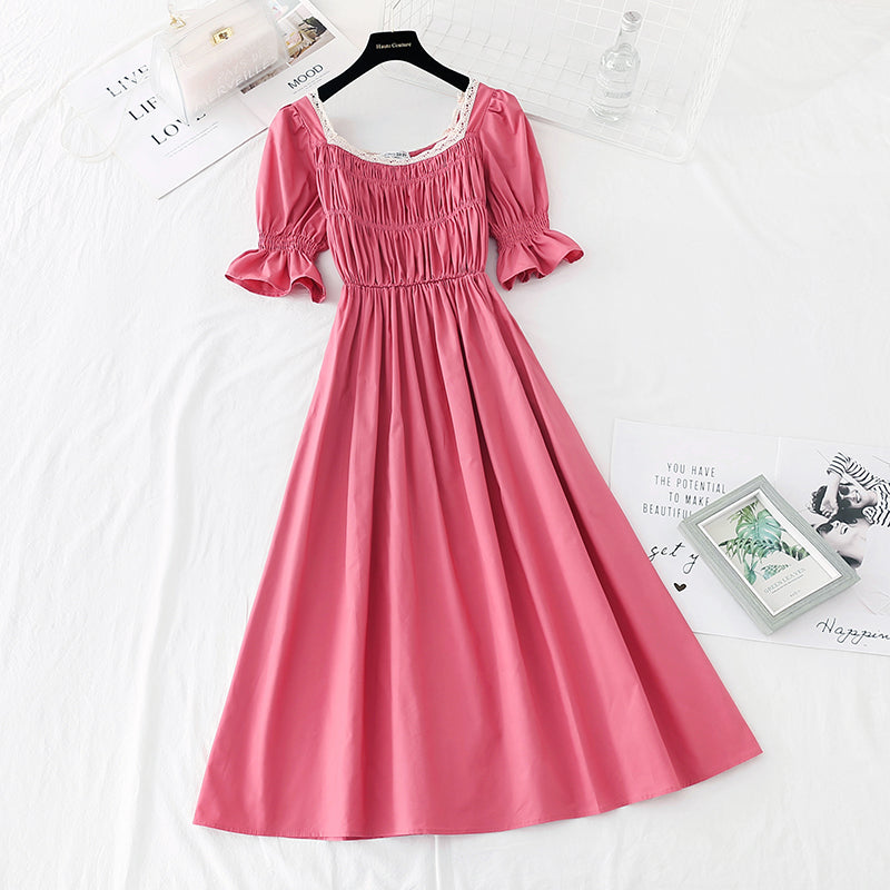 La nouvelle taille est fine, jupe à col carré, robe rétro française 4505