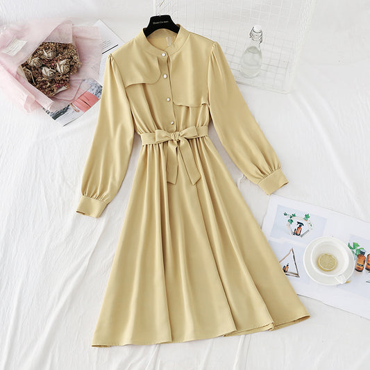 Dress design sense of minority lace up solid color thin skirt for children  4090